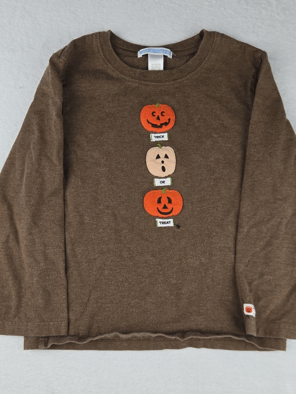 Jackie and Jack Halloween Long Sleeve T-Shirt Size 5T Trick or Treat Pumpkin